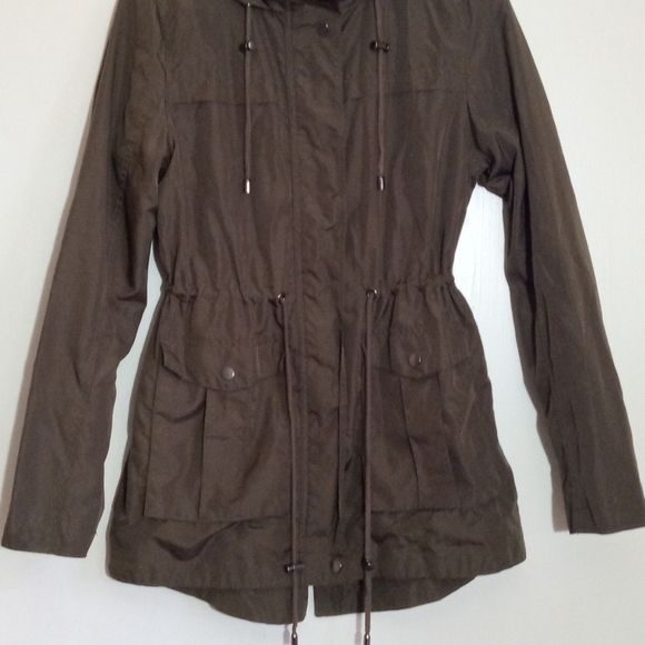 Merona olive green utility jacket with jersey lining and hood - Picture 2 of 13